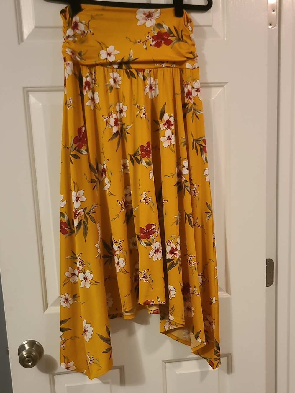 Apt. 9 Mustard Yellow Floral High-Low Skirt